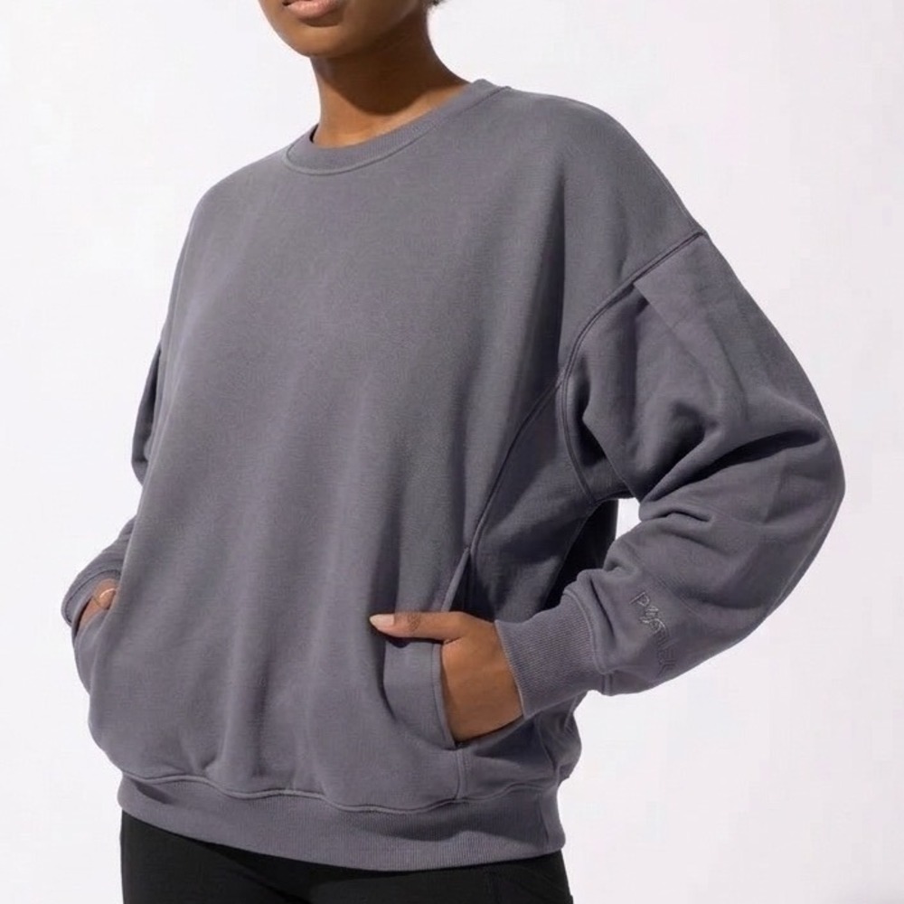 Popflex Brunch Sweatshirt Sweater Womens‎ 1X - 3X Grey Oversized Fleece Pullover